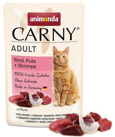 Animonda Carny Adult Wołowina, Indyk + Krewetki saszetka 85g