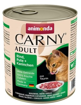 Animonda Carny Adult Wołowina, Indyk + Królik puszka 800g