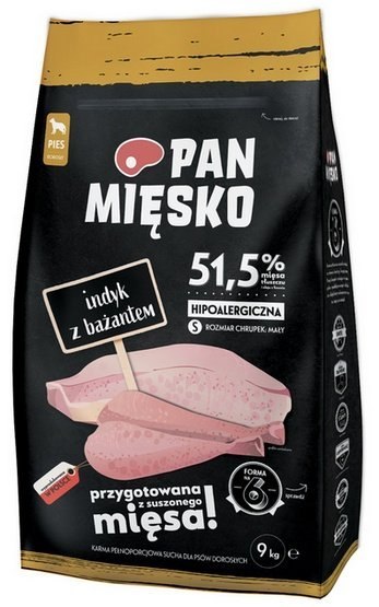 Pan Mięsko Karma sucha dla psa - indyk i bażant chrupki S 9kg