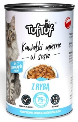 TUF TUF Kawałki mięsne z rybą dla kota puszka 415g