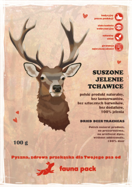 Fauna Pack: Suszone Jelenie Tchawice 100g