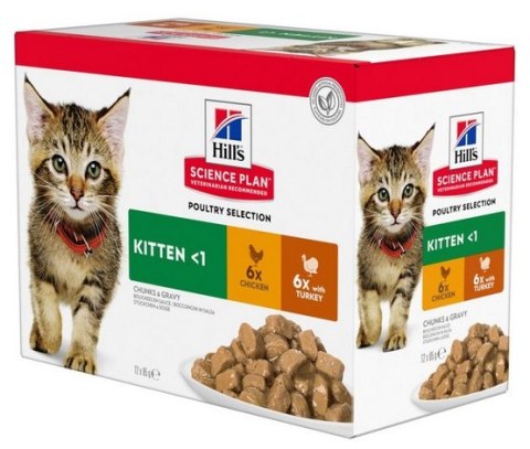 Hill's Science plan Feline Kitten Multipack Kurczak + Indyk saszetki 12x85g